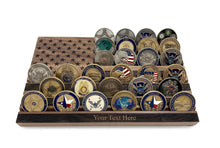 Load image into Gallery viewer, Custom Engraved American Flag Challenge Coin Table Top Display Rack With Personalization
