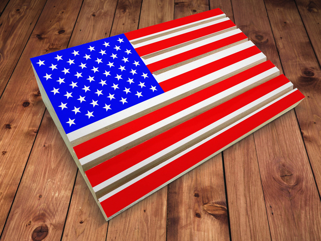 Custom Color Printed American Flag Challenge Coin Table Top Display With Personalization