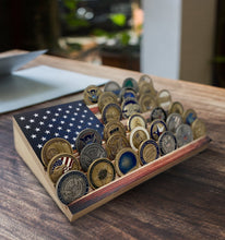 Load image into Gallery viewer, Custom Color Printed American Flag Challenge Coin Table Top Display With Personalization
